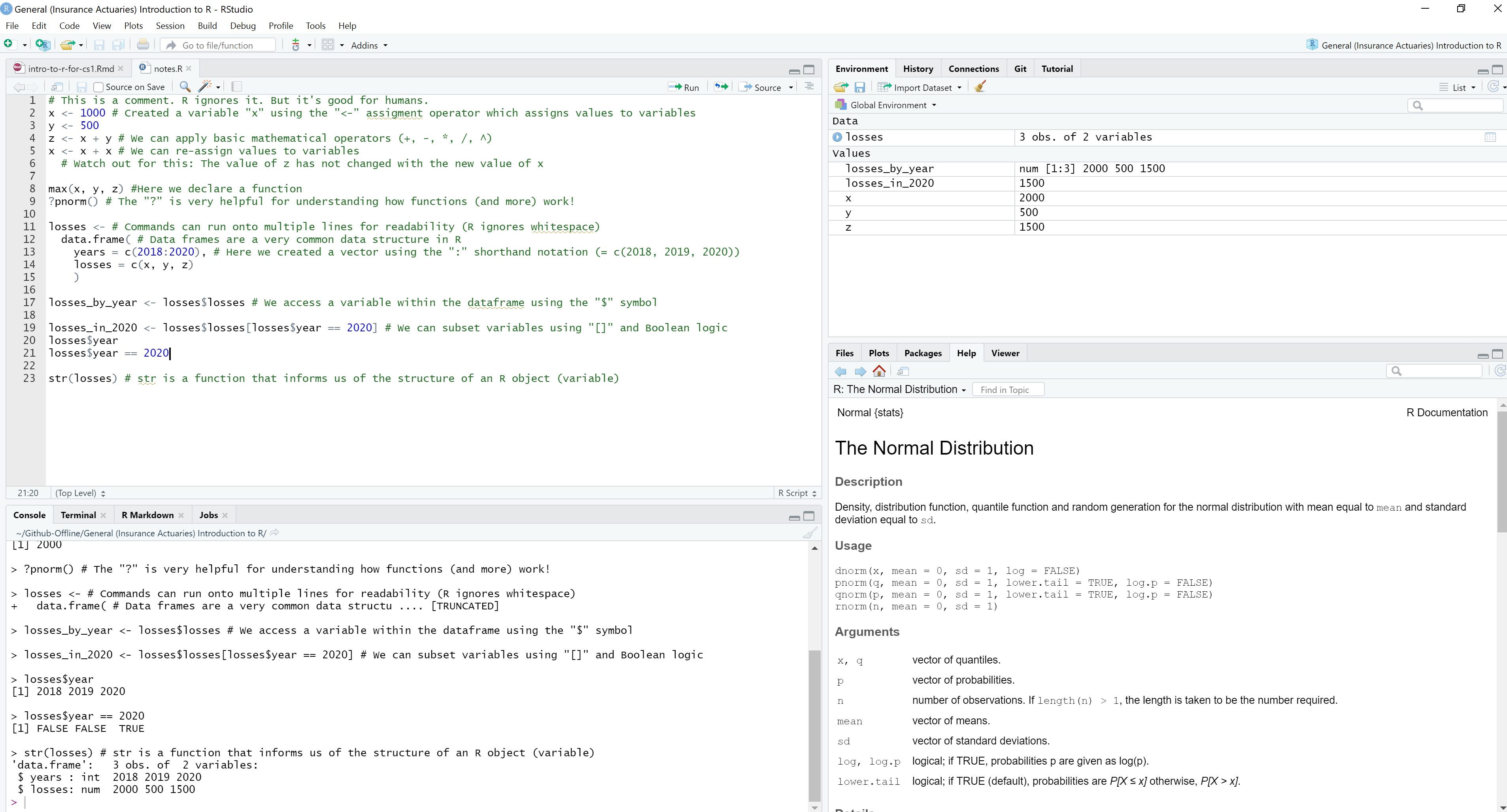 RStudio layout discussion